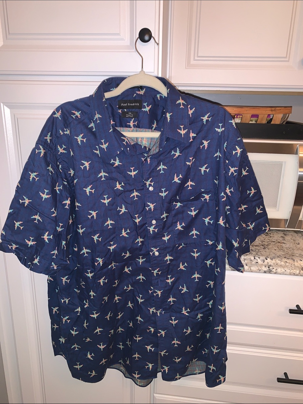 Men’s Paul Fredrick Airplane Button Down Collared Shirt XXL